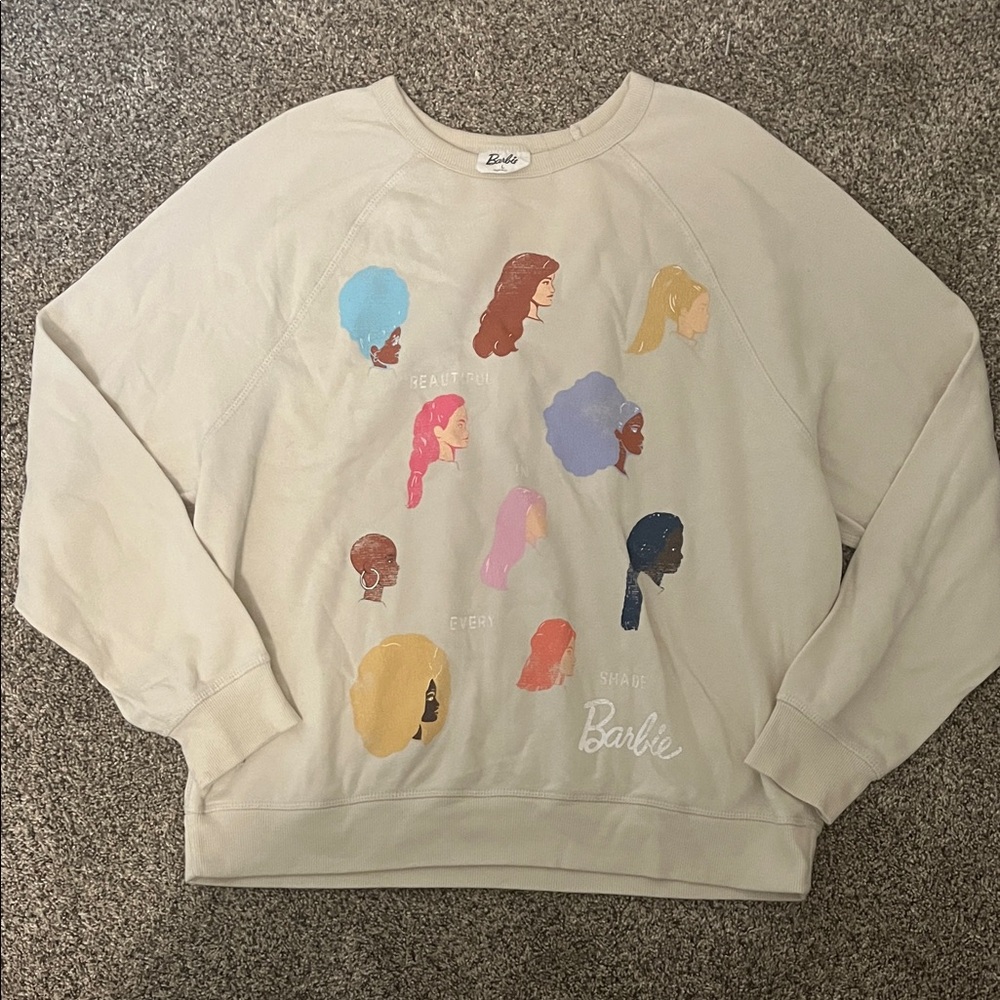 Barbie Beige Sweatshirt with Colorful Silhouettes